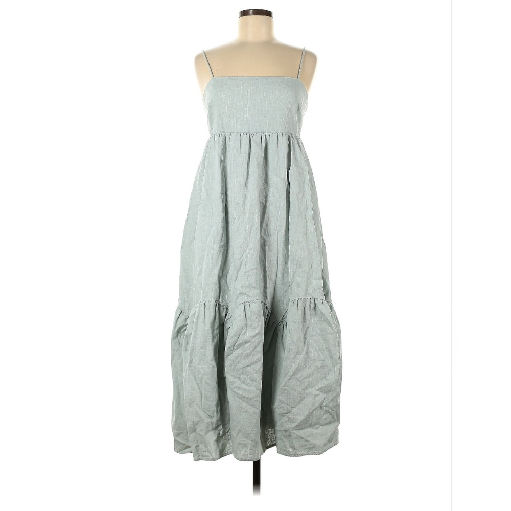 Asos Edition Mint Green Empire Waist Tiered Maxi Midi Dress Size 6 with Pockets